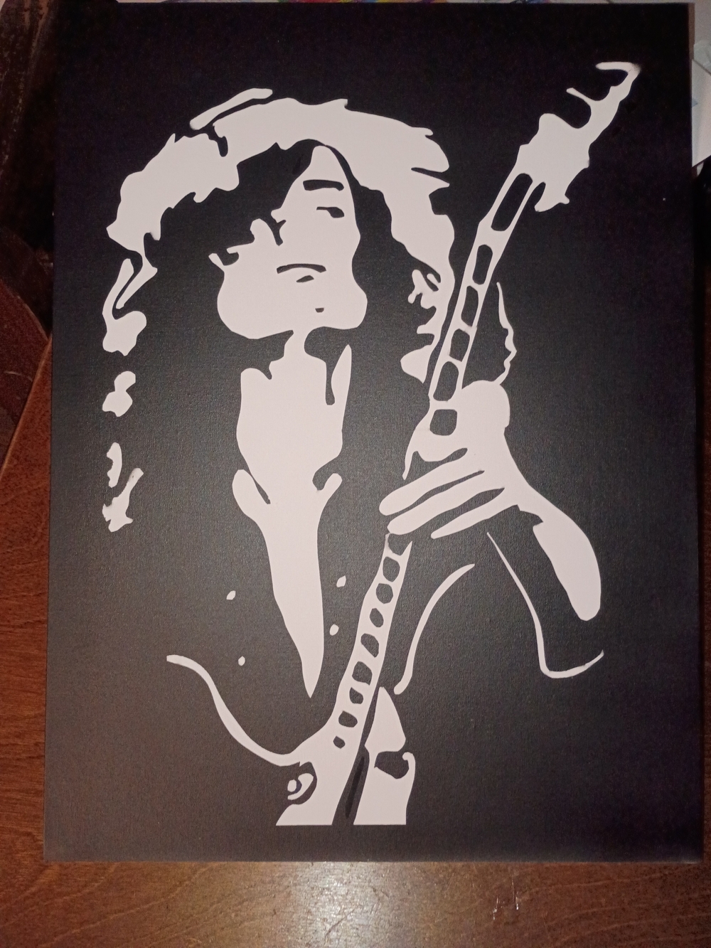 Black and White Guitarist Silhouette Wall Art Canvas
